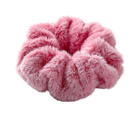 Fuzzy pink scrunchie fashion accessory product PNG, isolated on transparent background