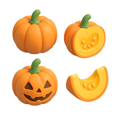3D Pumpkin Collection with Funny Jack O Lantern