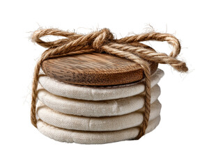 Rustic coasters tied with twine home PNG, isolated on transparent background