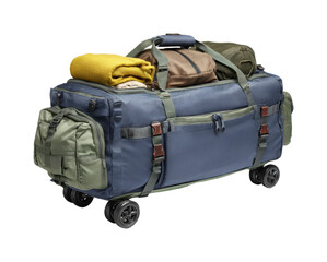 Travel bag essentials for adventure trips outdoors lifestyle PNG, isolated on transparent background