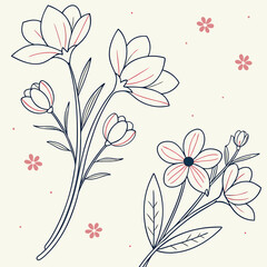 Botanical Line Bouquet Pattern