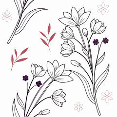 Botanical Line Bouquet Pattern 1