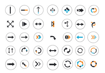 Dynamic collection of directional arrows, icons, and symbols perfect for modern website design