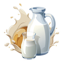 Milk vector. milk. Realistic glass of milk isolated on transparent background. Bottles of various plant milk. Natural whole milk.  Bottle and glass of tasty milk on light table. Healthy eating. 