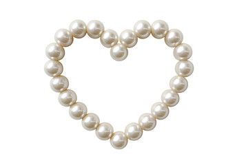 Obraz premium Heart-shaped pearl necklace with elegant white pearls on black background, cut out