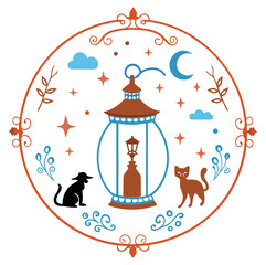 Vector christmas card set with cartoon tree and holiday