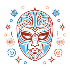 Vector art of a traditional carnival mask with decorative patterns for a festive masquerade