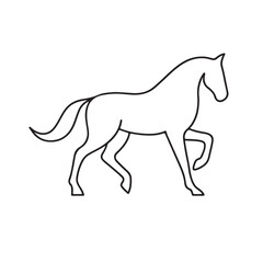 Fototapeta premium line sketch of a galloping horse, elegant minimalist vector artwork, modern design, silhouette vector illustration