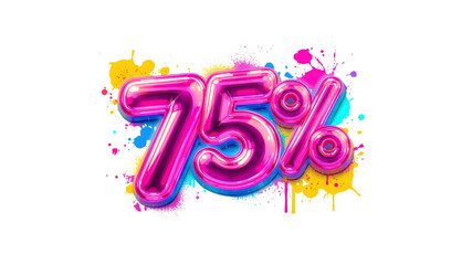 75% Off Sale Vibrant Pink Balloon Discount Graphic