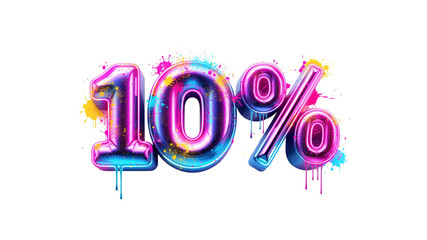 10% Off Sale Neon Colorful Discount Banner with Paint Splatter