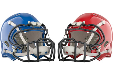 Fototapeta premium American football helmets, red and blue, transparent background