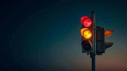 宵の空に浮かぶ信号機