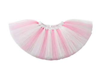 Delicate pink and white tutu skirt isolated on transparent background, perfect for ballet, dance, costume, or a whimsical touch to any outfit