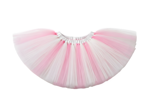 Delicate pink and white tutu skirt isolated on transparent background, perfect for ballet, dance, costume, or a whimsical touch to any outfit - Powered by Adobe