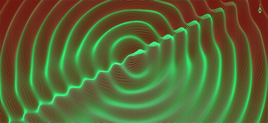 Wavy background. Ripple effect. Grid surface. 3D vector illustration for brochure, poster, cover, card, presentation, flyer or banner.