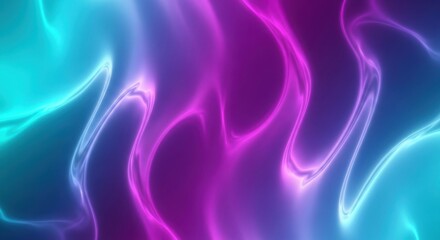 Abstract glowing waves of teal and magenta light flowing together