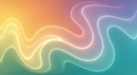 Vibrant wavy neon light trails across a gradient background