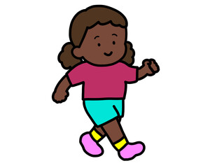 笑顔で歩く黒人の女の子