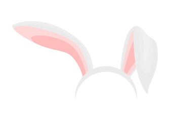 Rabbit ears realistic vector illustrations. Bunny ears kid headband, mask. Hare costume pink cartoon element. Photo editor, booth, video chat app color isolated cliparts