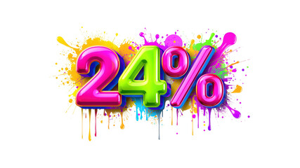 24% Off Sale Colorful Discount Banner with Paint Splatter Design