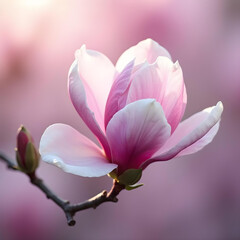 Fototapeta premium Magnolia flower close-up with soft gradient background.