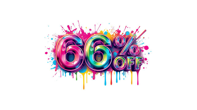 66% Off Sale! Colorful Splash Design for Discount Promotion