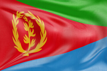 Elegant folds of the waving Eritrea flag, showcasing national identity, freedom spirit, and...