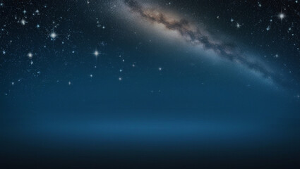 Background sky, deep night with countless sparkling stars, faint Milky Way galaxy glow, dreamy and peaceful atmosphere, gradient from dark blue to black