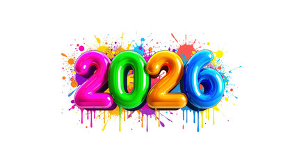 Colorful 2026 New Year Design with Paint Splatter Background