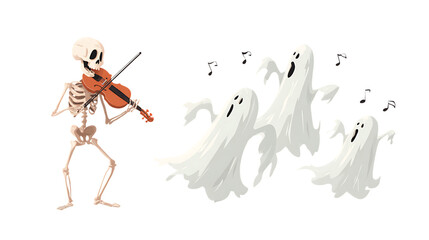 man and woman playing violin on white background