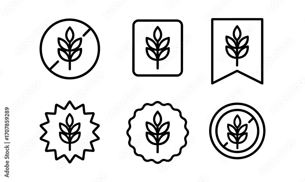 Poster minimalist wheat icon set for graphic design and branding projects