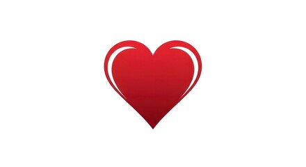 A vivid red heart shape stands out against a plain white background.