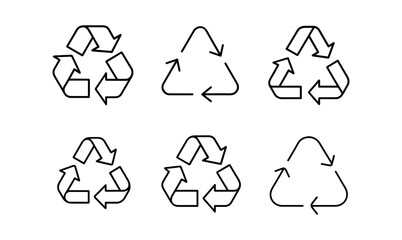 Eco-friendly recycling icons collection for sustainability design projects