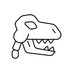 Fossil Prehistoric Remains Line Icon: Paleontology and History