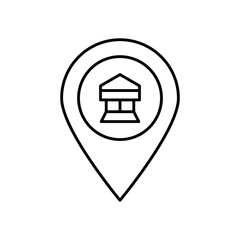 Location Pin Line Icon: Map and Navigation