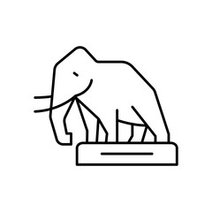 Mammoth Prehistoric Animal Line Icon: Ice Age and History