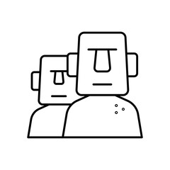 Moai Statue Easter Island Line Icon: Archaeology and History