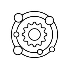 Solar System Planets Line Icon: Space and Astronomy