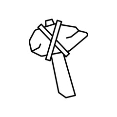 Stone Axe Primitive Tool Line Icon: History and Archeology