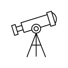 Telescope Astronomy Tool Line Icon: Space and Observation