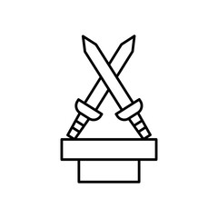 Sword Weapon Line Icon: Warfare and History