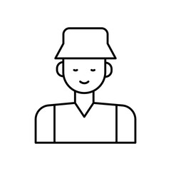 Tour Guide Person Line Icon: Travel and Sightseeing