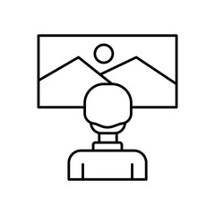 Visitor Tourist Line Icon: Travel and Sightseeing