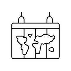 World Map Global Line Icon: Geography and Travel
