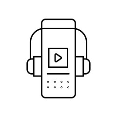Audio Guide Headset Line Icon: Museum and Tour