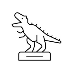 Dinosaur Fossil Line Icon: Prehistoric Life and Museum