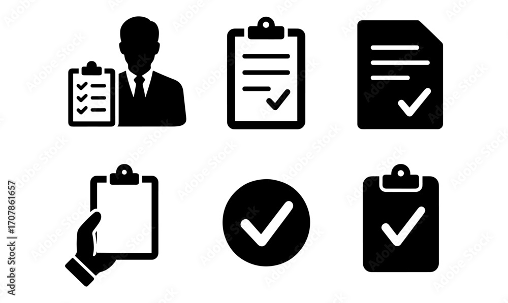 Wall mural profile verification and checklist icons for digital applications and print design