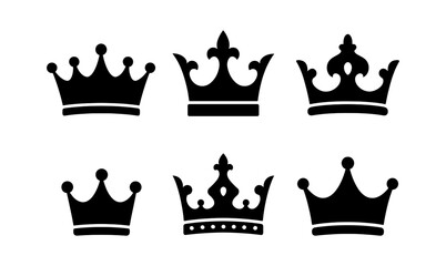 Elegant collection of crown silhouettes for royal themed digital designs or print projects