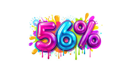 Colorful 56% Off Sale Banner with Paint Splatter Design