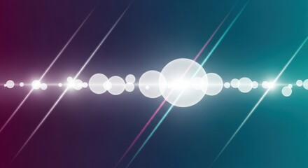 Abstract glowing lens flare with vibrant purple and teal gradient background